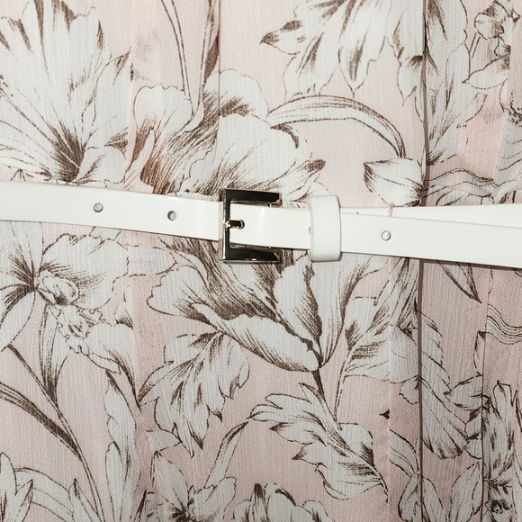 🌸TOMMY HILFIGER Pink Floral chiffon midi dress with belt size 4 - Picture 9 of 10